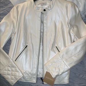 SOLD White Faux Leather Jacket